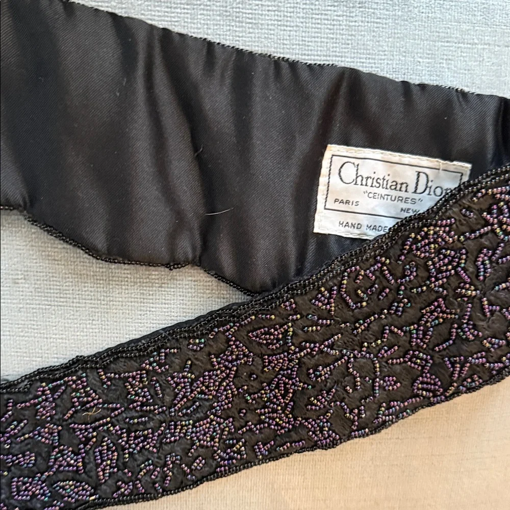 Dior Black Beaded Belt with Iridescent Purple Accents - Picture 7 of 7